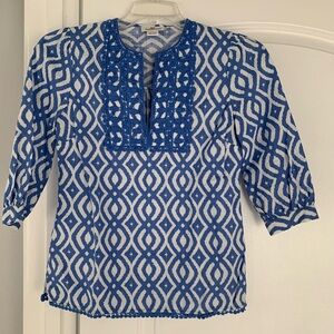 Vineyard Vines Blue and White Geometric Tunic